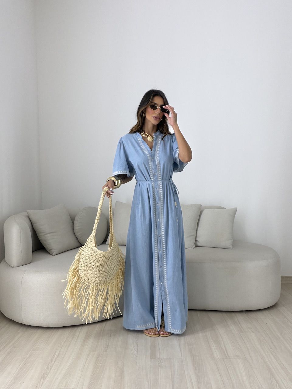 VESTIDO DANDARA LONGO AZUL CLARO