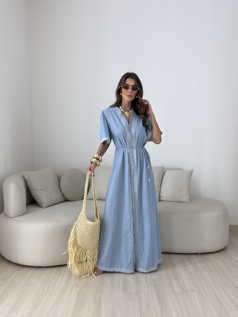 VESTIDO DANDARA LONGO AZUL CLARO