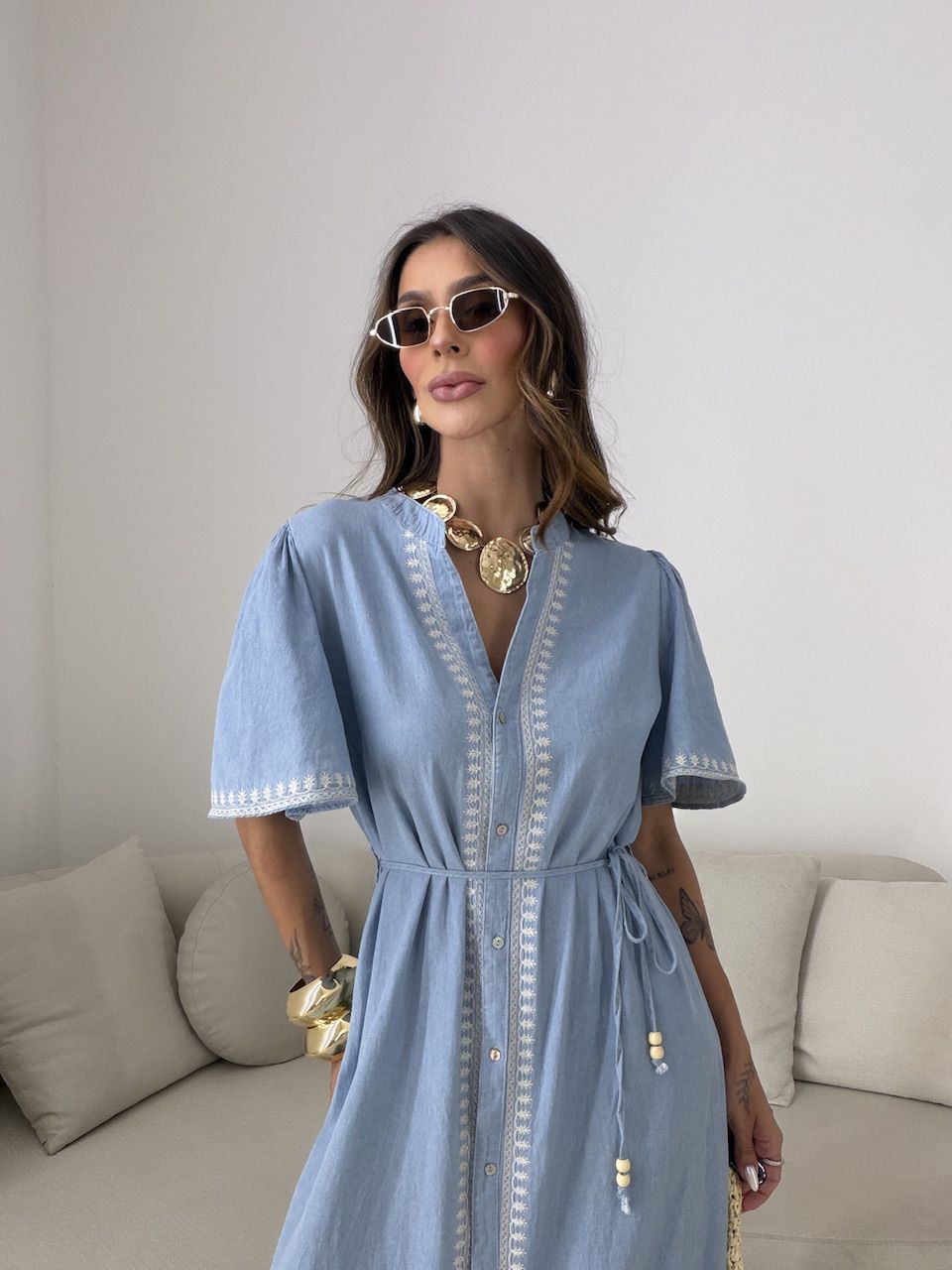 VESTIDO DANDARA LONGO AZUL CLARO