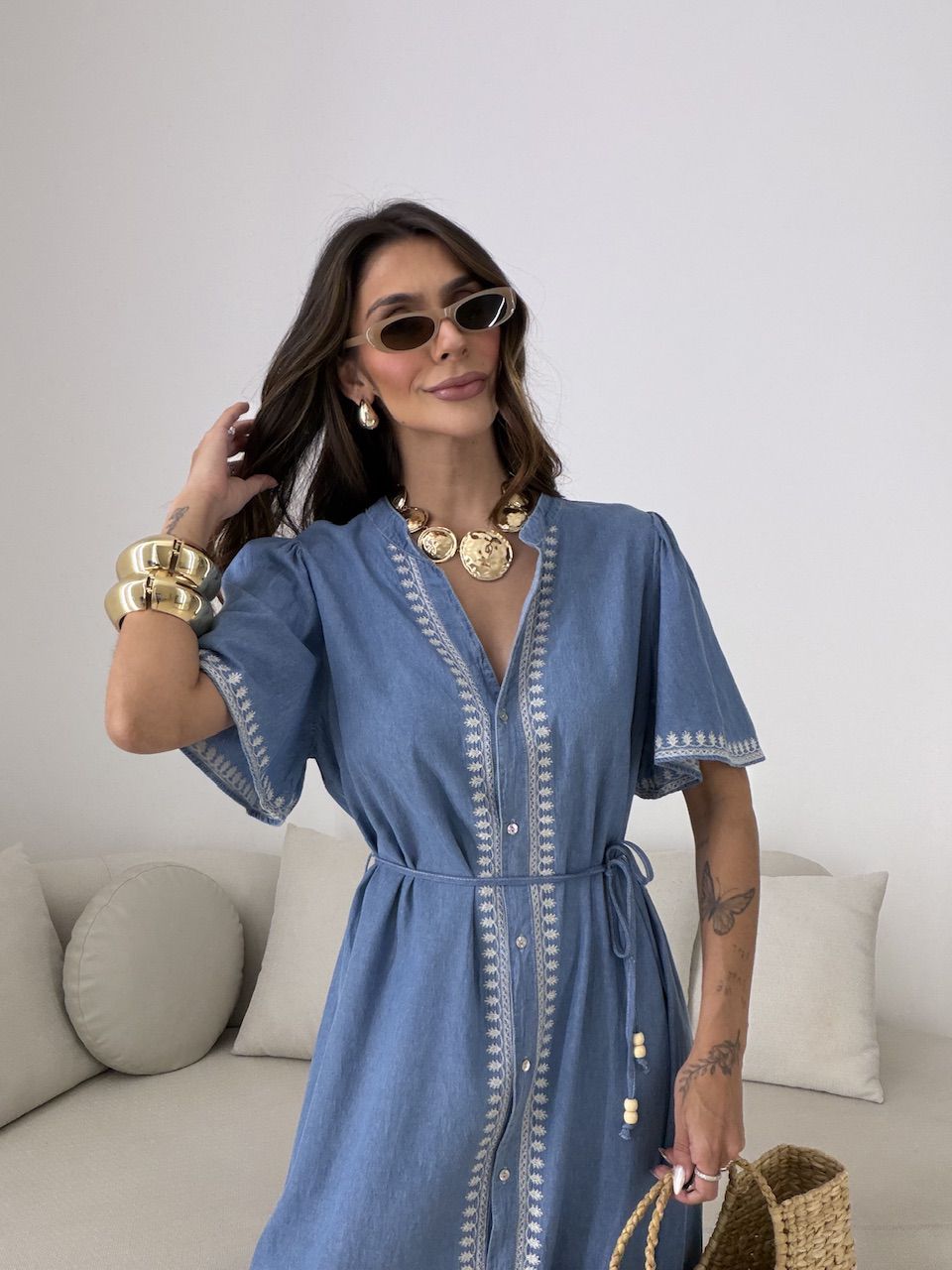 VESTIDO DANDARA LONGO AZUL ESCURO
