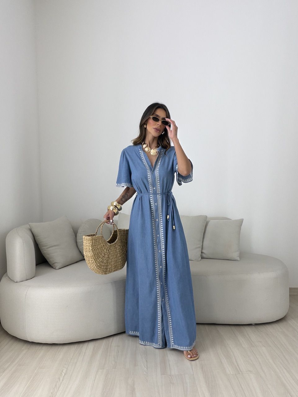 VESTIDO DANDARA LONGO AZUL ESCURO