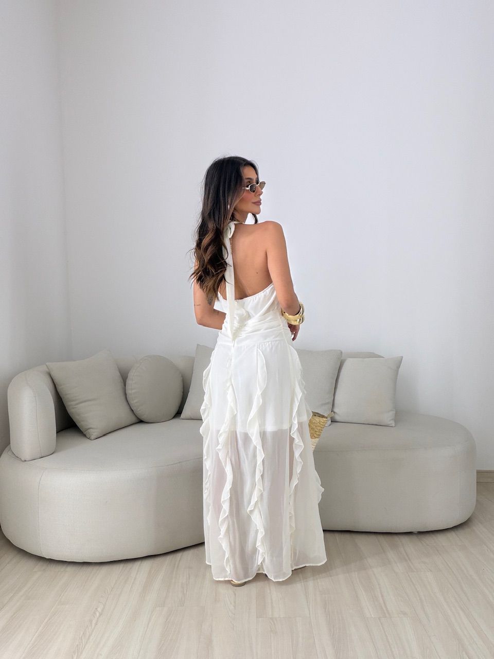 VESTIDO ISABELY BABADOS MARFIM