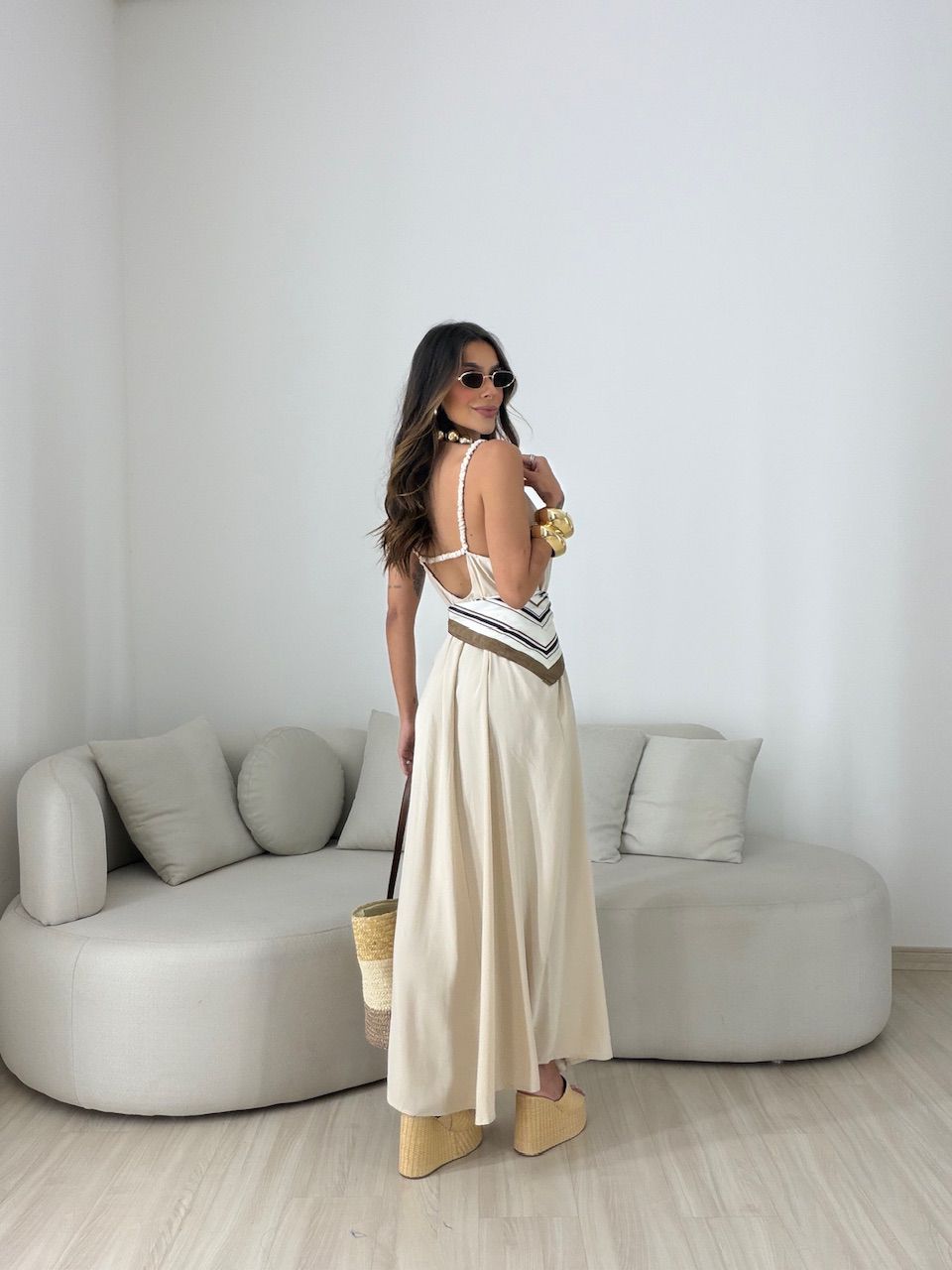 VESTIDO TAIS ALCINHA AREIA