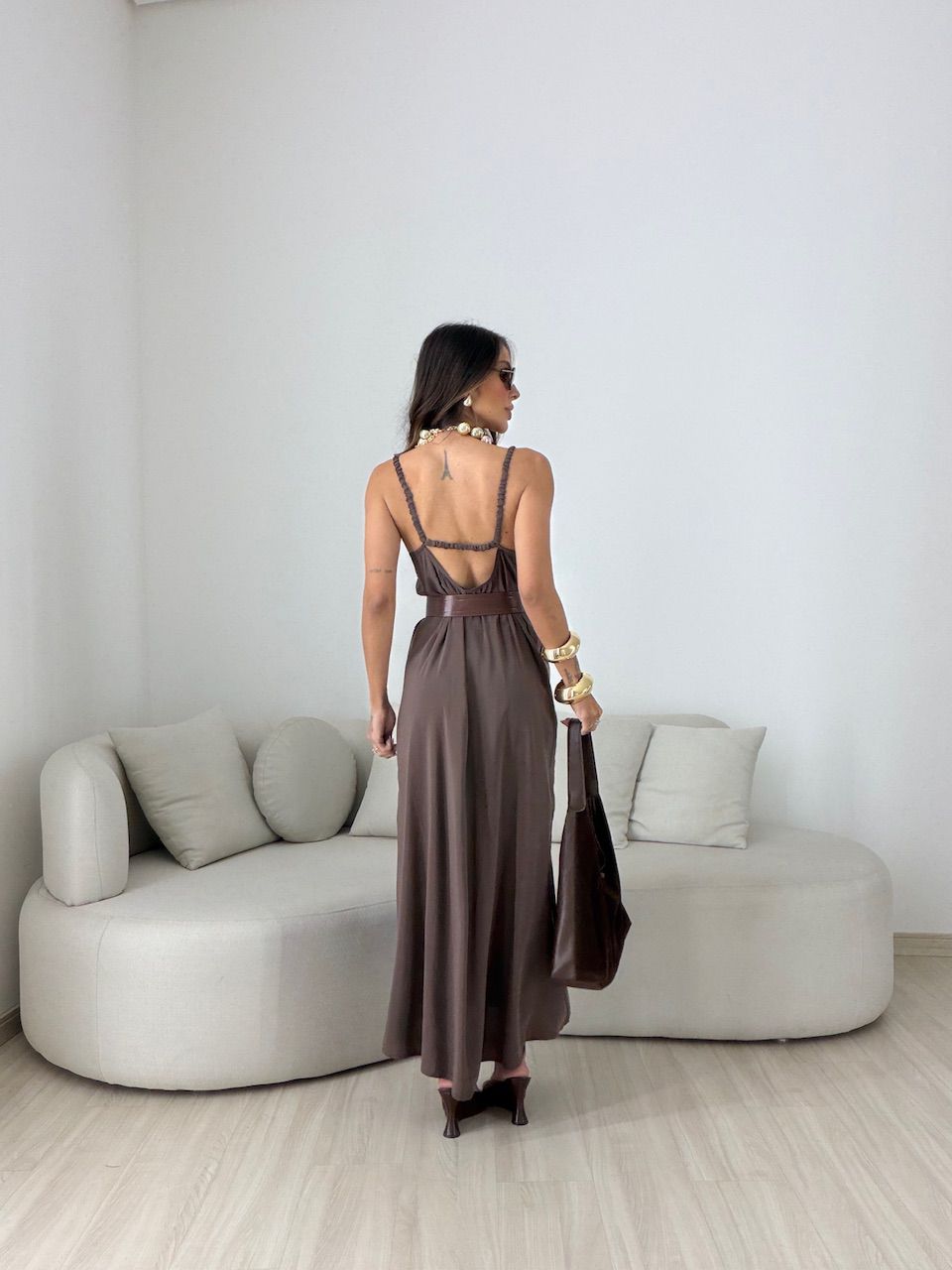 VESTIDO TAIS ALCINHA CAFÉ