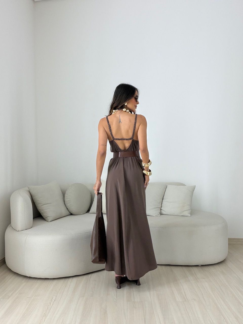 VESTIDO TAIS ALCINHA CAFÉ