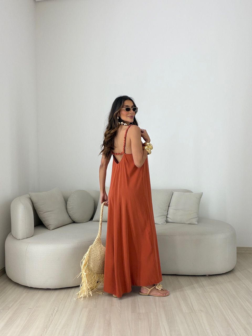 VESTIDO TAIS ALCINHA TERRA COTA 