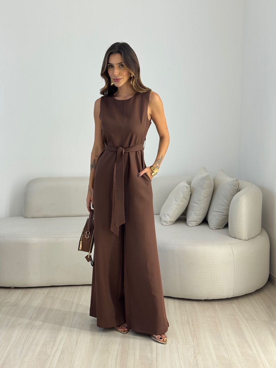 MACACÃO SABRINA FAIXA MARROM