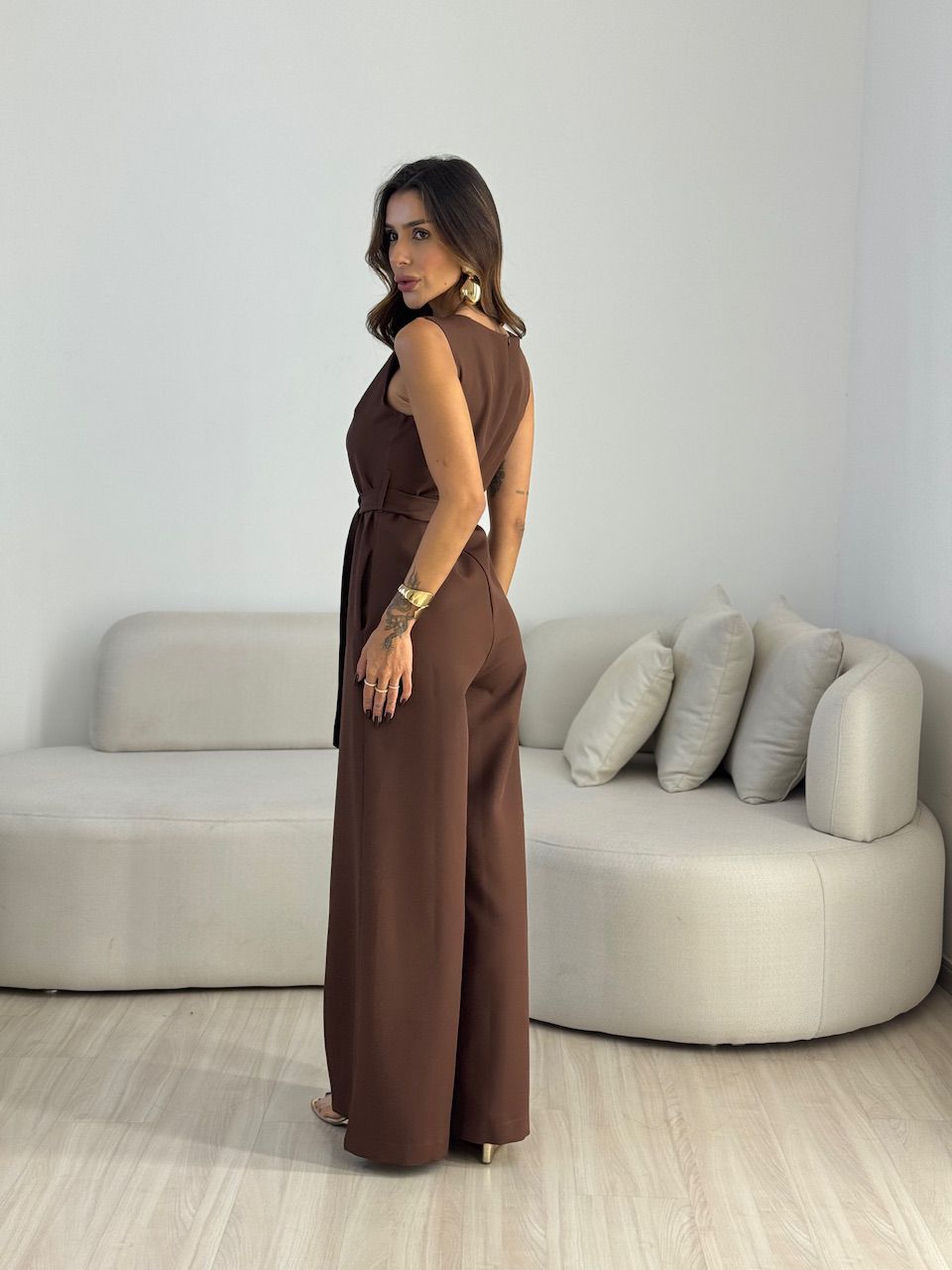 MACACÃO SABRINA FAIXA MARROM