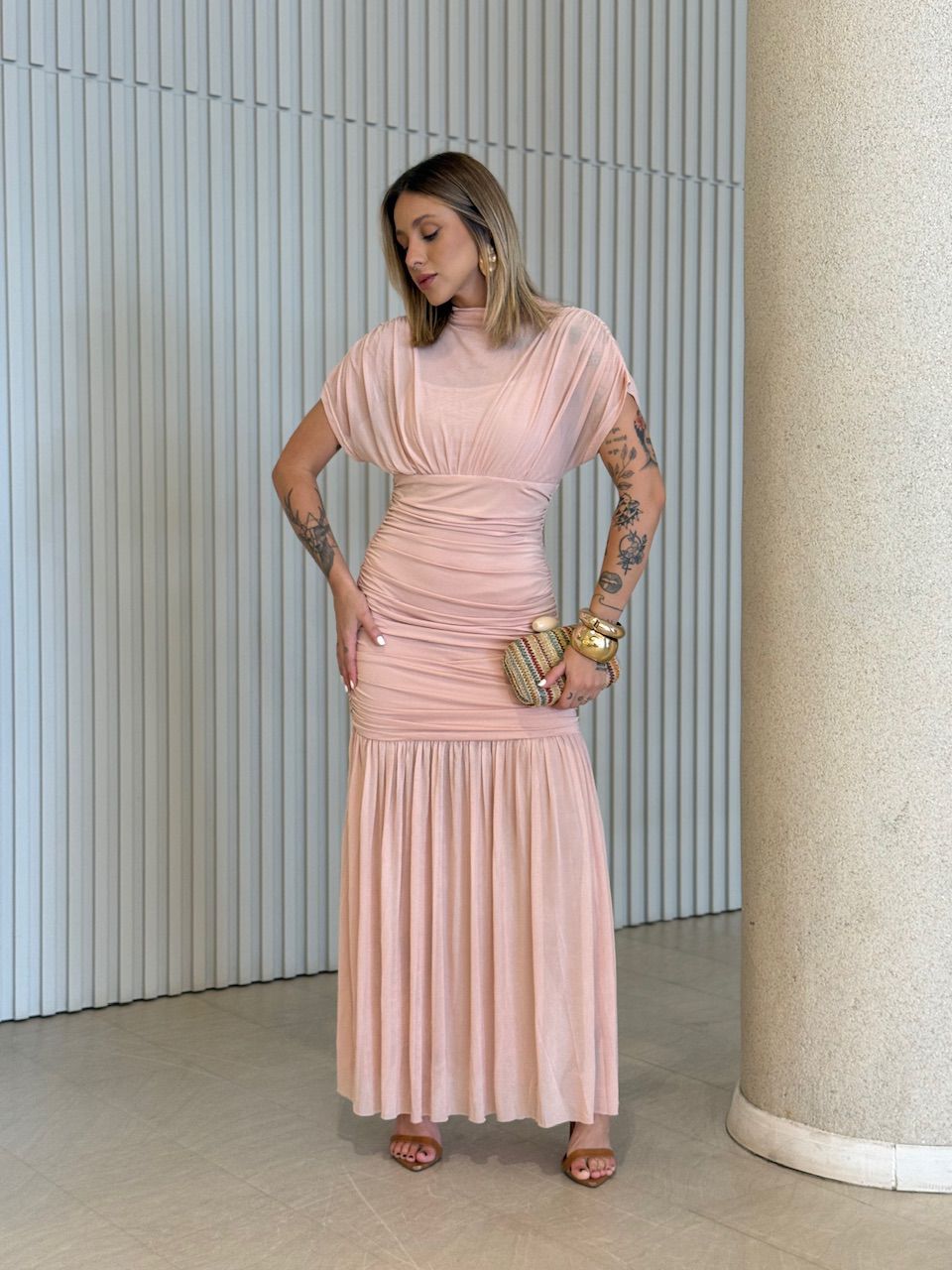 VESTIDO CLÁUDIA LONGO BABY PEACH