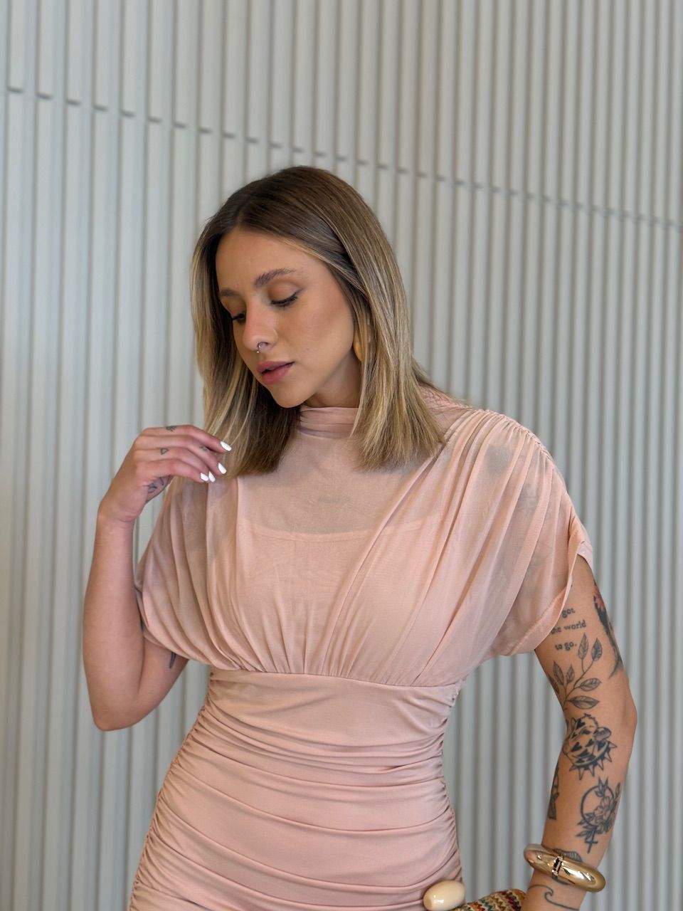 VESTIDO CLÁUDIA LONGO BABY PEACH