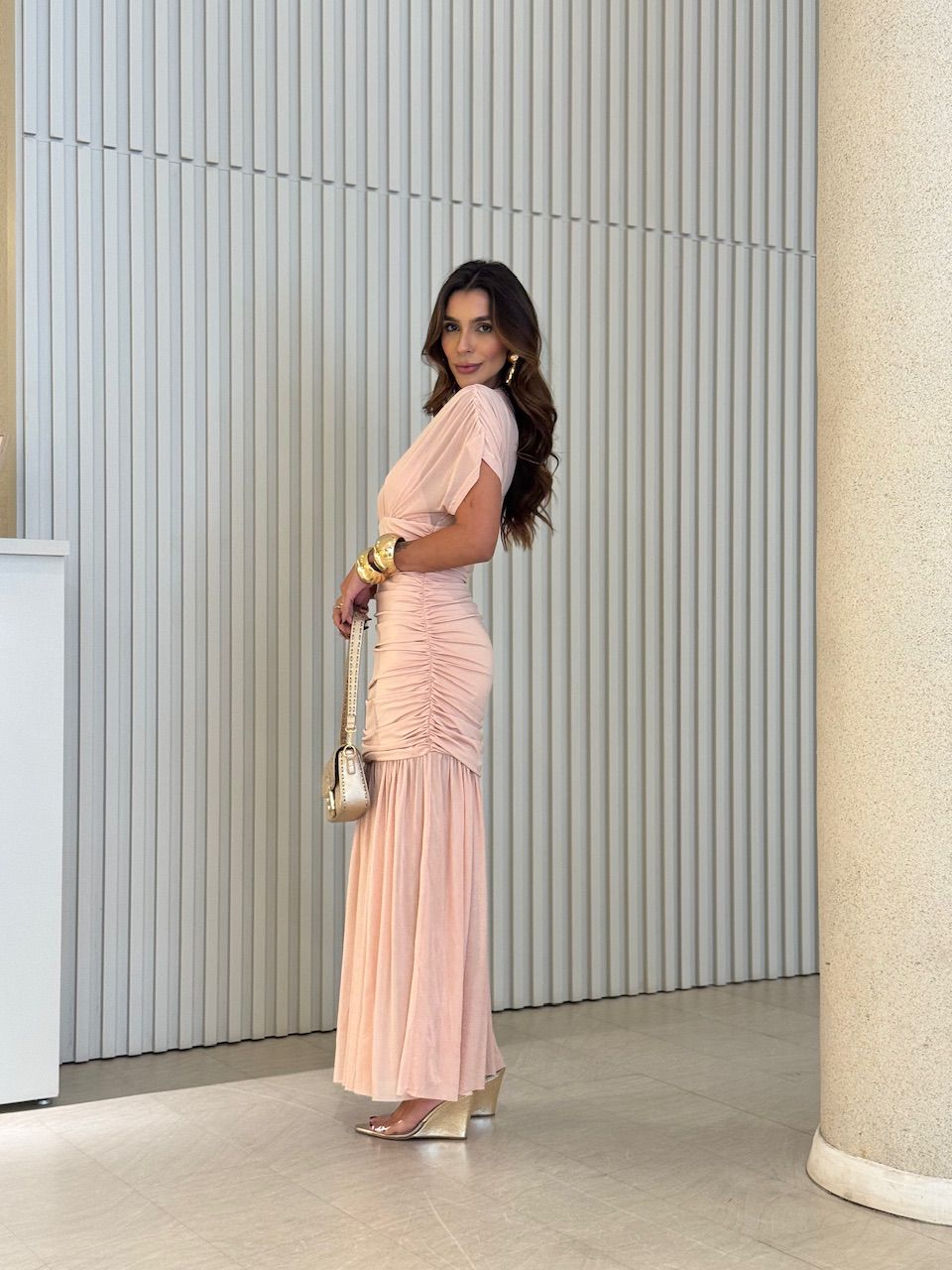 VESTIDO CLÁUDIA LONGO BABY PEACH