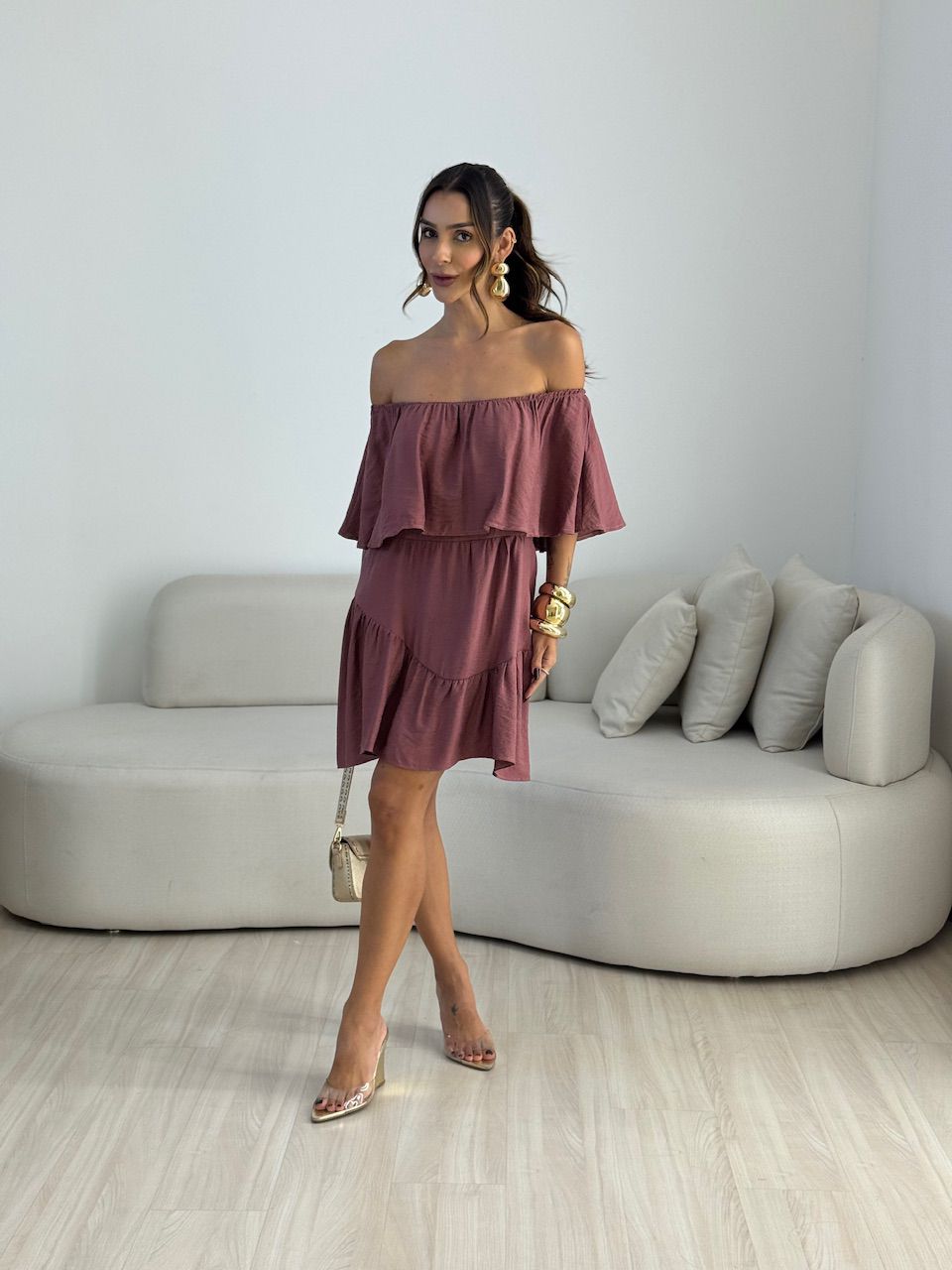 VESTIDO JAQUELINE CURTO ROSA QUEIMADO