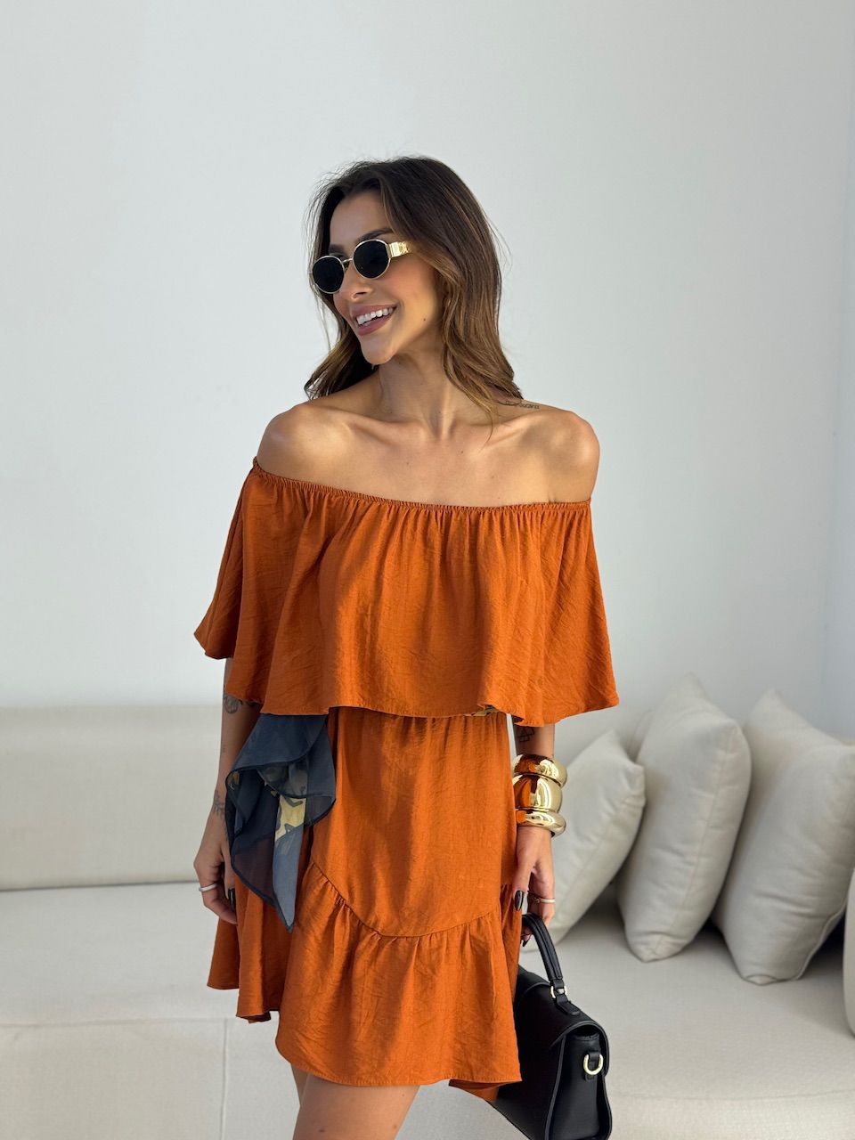 VESTIDO JAQUELINE CURTO TELHA