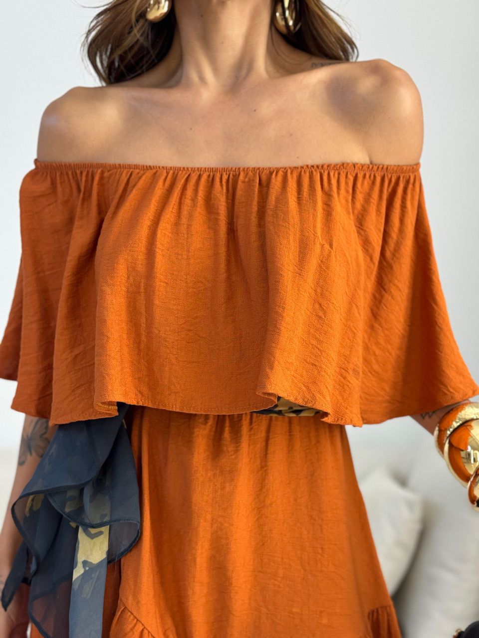 VESTIDO JAQUELINE CURTO TELHA