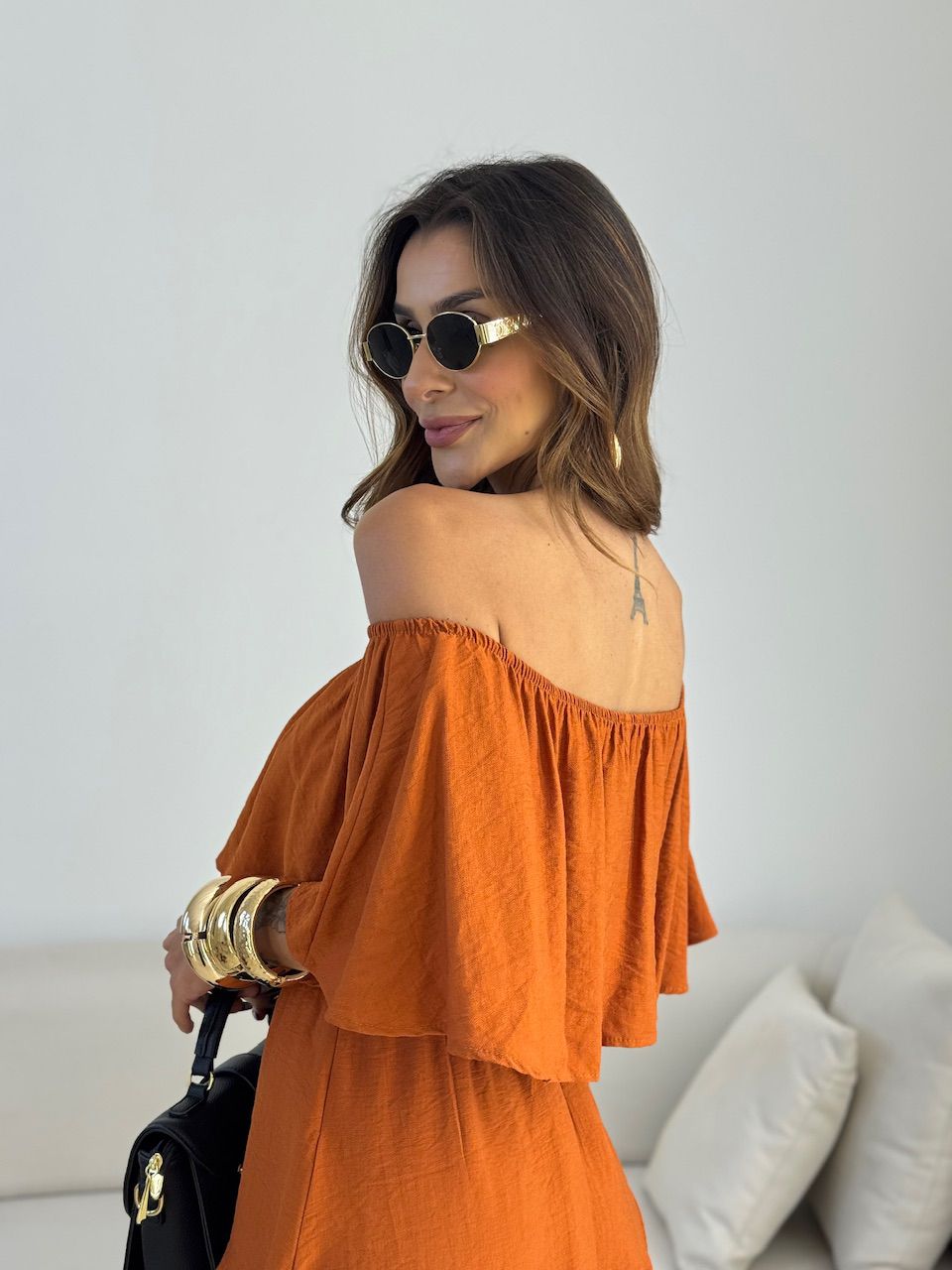 VESTIDO JAQUELINE CURTO TELHA