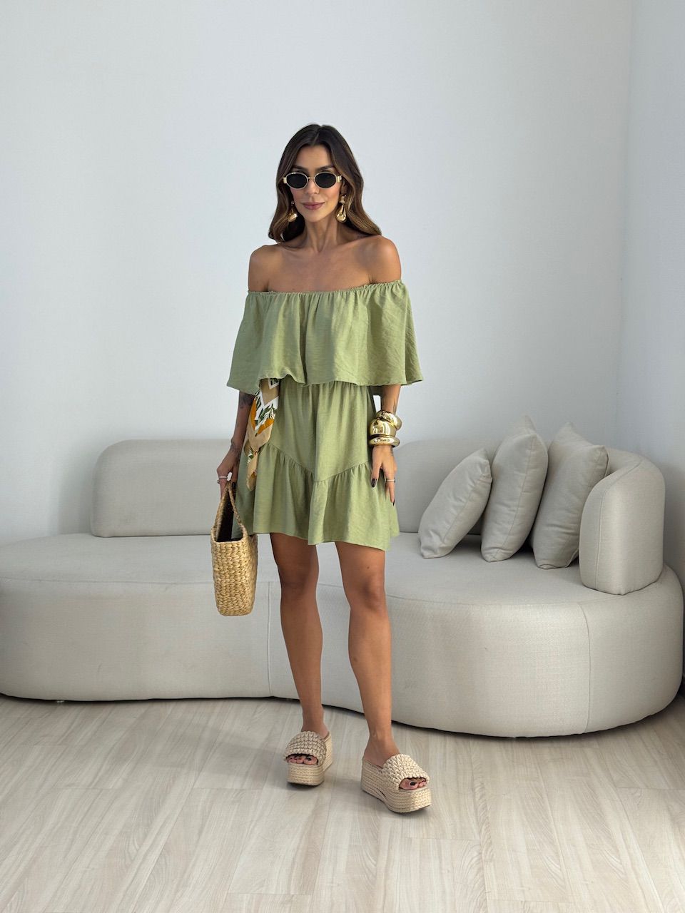 VESTIDO JAQUELINE CURTO VERDE - 0073500230 - CAROLLA FERRARO