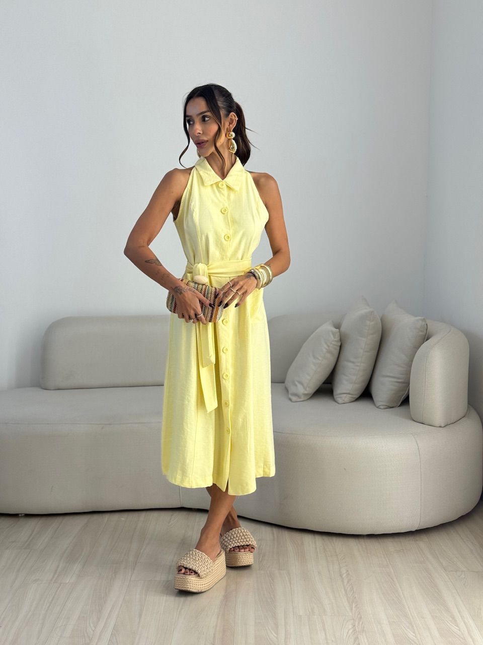 VESTIDO SHEILA BOTÕES YELLOW BUTTER