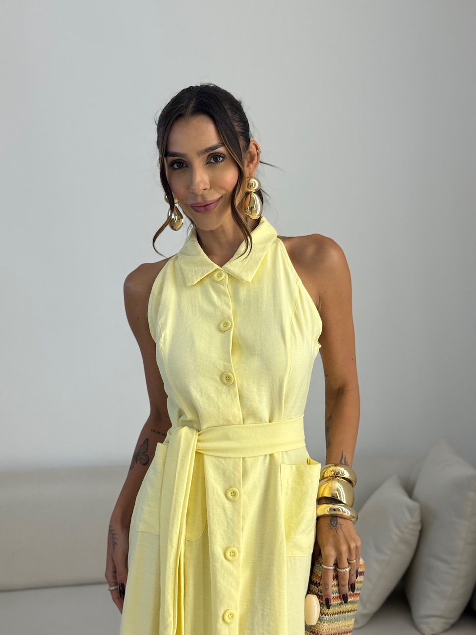 VESTIDO SHEILA BOTÕES YELLOW BUTTER