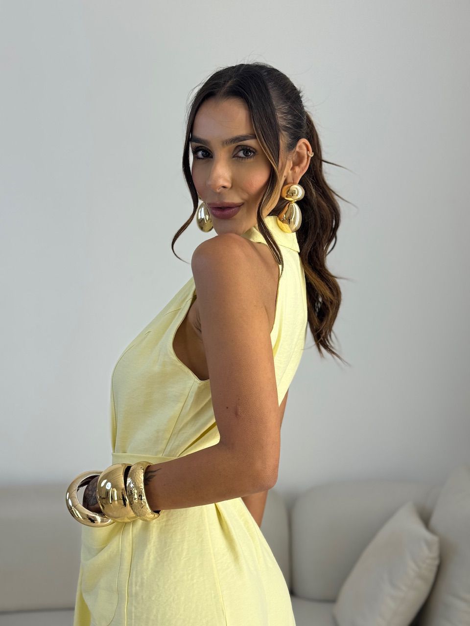 VESTIDO SHEILA BOTÕES YELLOW BUTTER