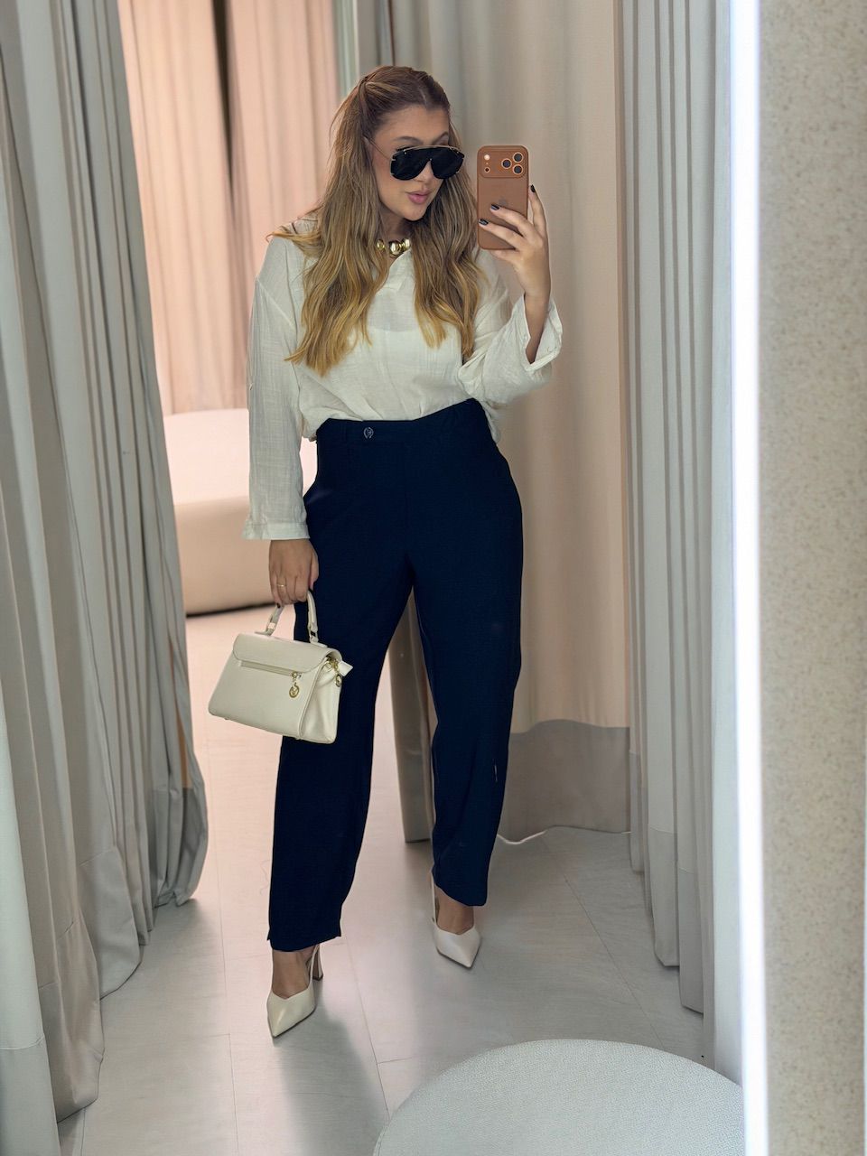 CALÇA MONALISA RETA MARINHO