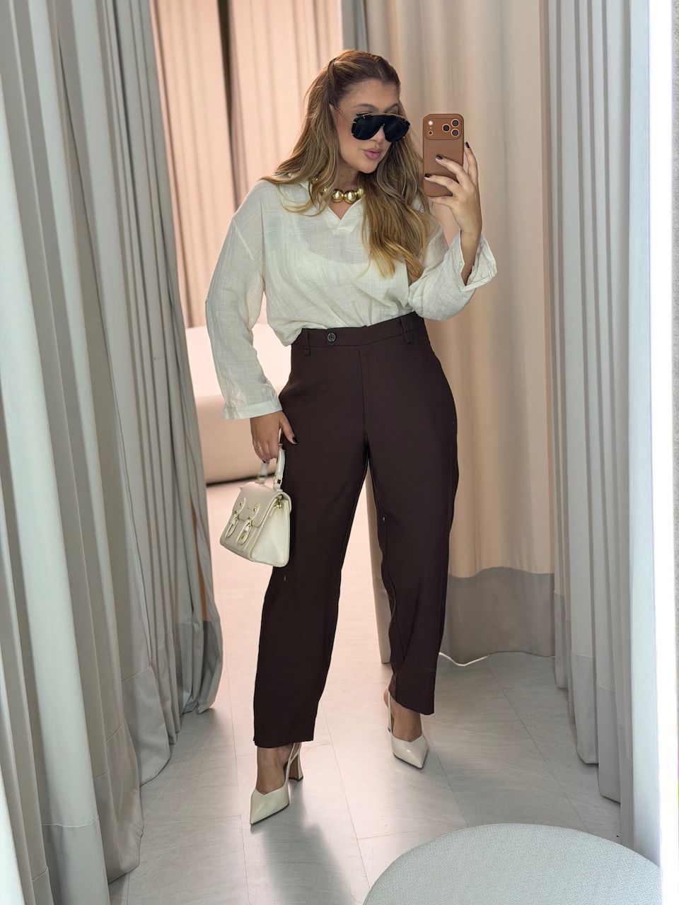 CALÇA MONALISA RETA MARROM