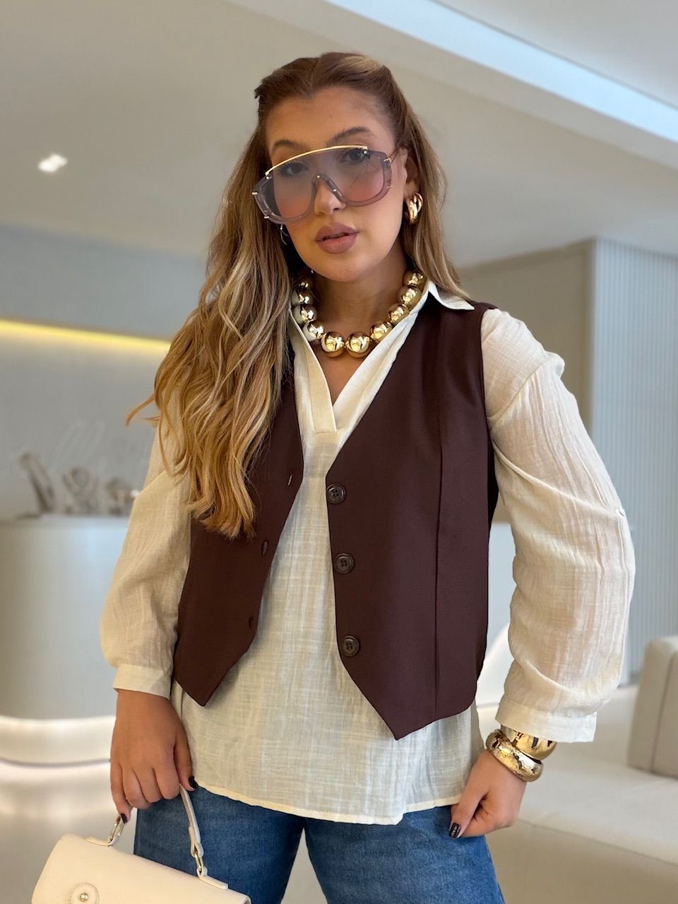 COLETE CLÉO ALFAIATARIA CAFÉ - 0076960160 - CAROLLA FERRARO