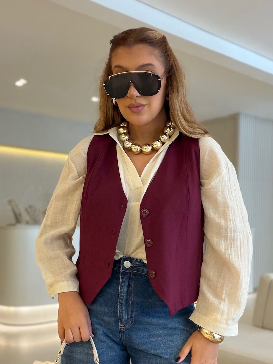 COLETE CLÉO ALFAIATARIA VINHO - 0076960168 - CAROLLA FERRARO