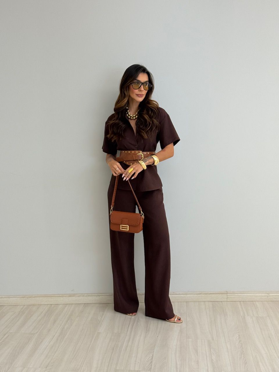 CONJUNTO JASMIN CALÇA CAFÉ