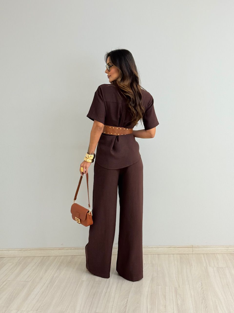 CONJUNTO JASMIN CALÇA CAFÉ