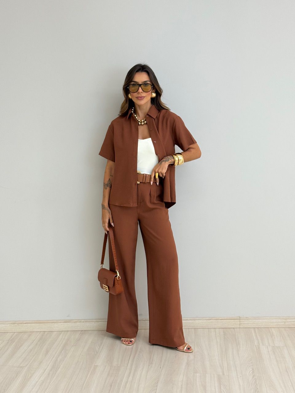 CONJUNTO JASMIN CALÇA MARROM