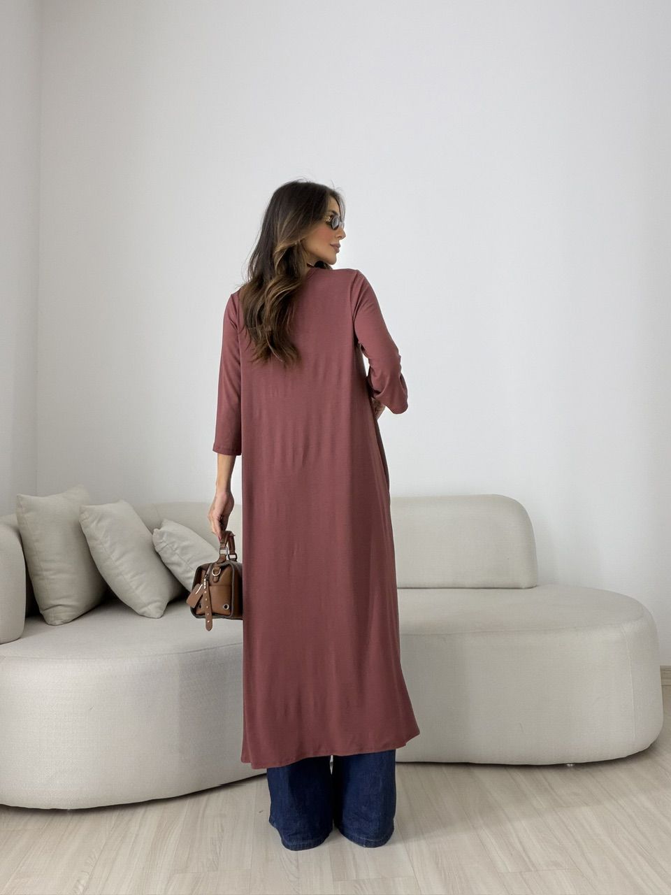 BLUSA JULIANA 02 ASSIMÉTRICA ALONGADA MARROM