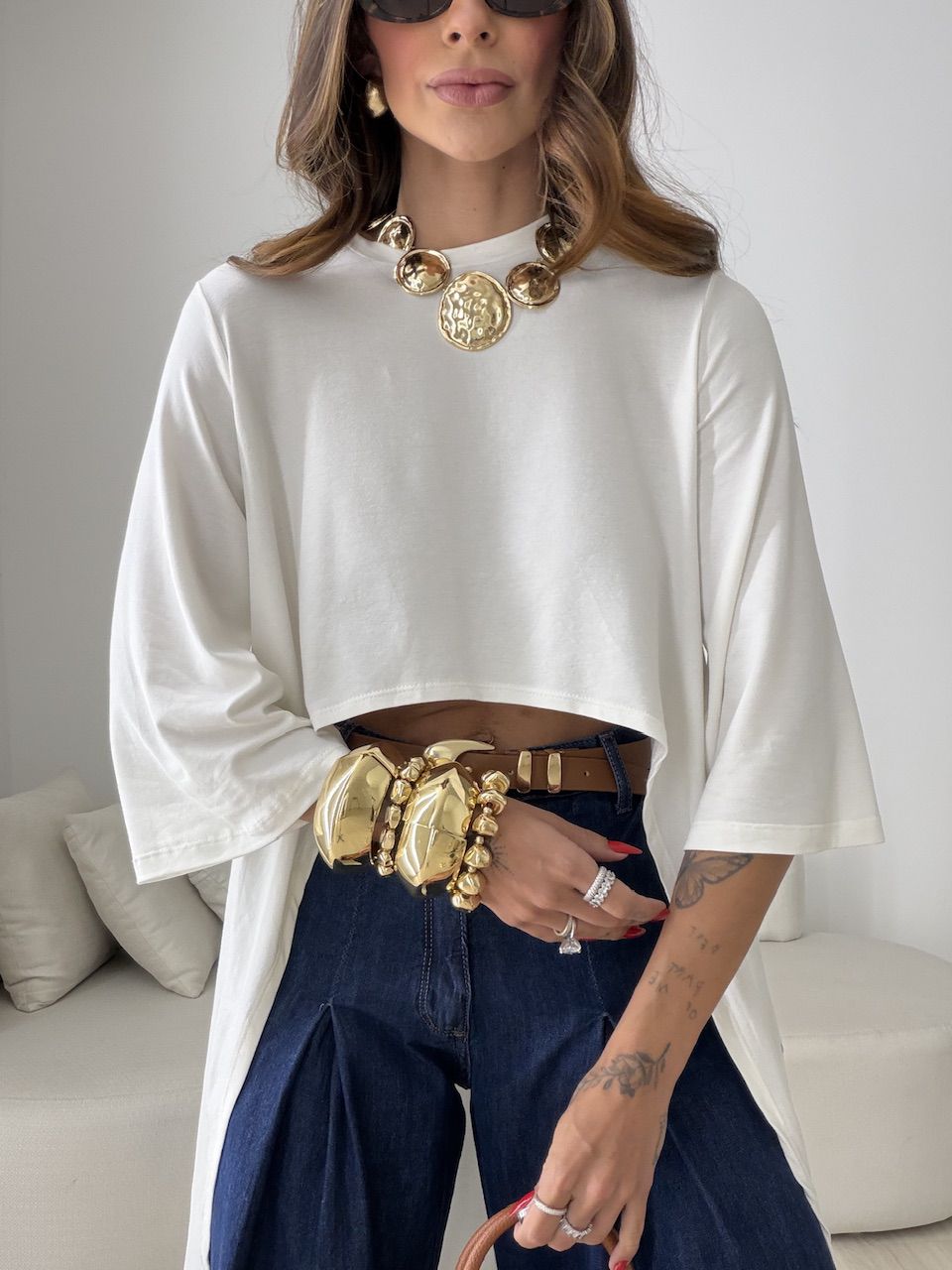BLUSA JULIANA 02 ASSIMÉTRICA ALONGADA OFF