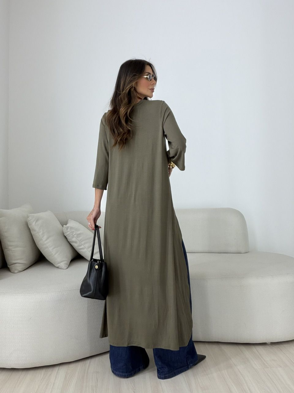 BLUSA JULIANA 02 ASSIMÉTRICA ALONGADA VERDE