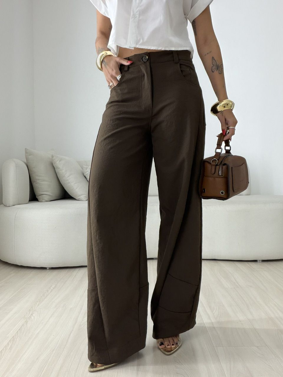 CALÇA ELAINE 02 BALLOON MARROM - 0079460054 - CAROLLA FERRARO
