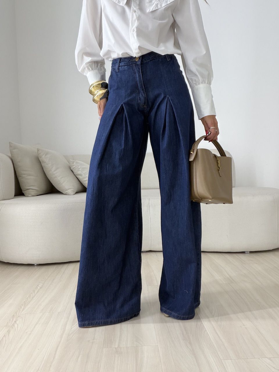 CALÇA MARIA ISIS WIDE JEANS ESCURO - 0079550070 - CAROLLA FERRARO