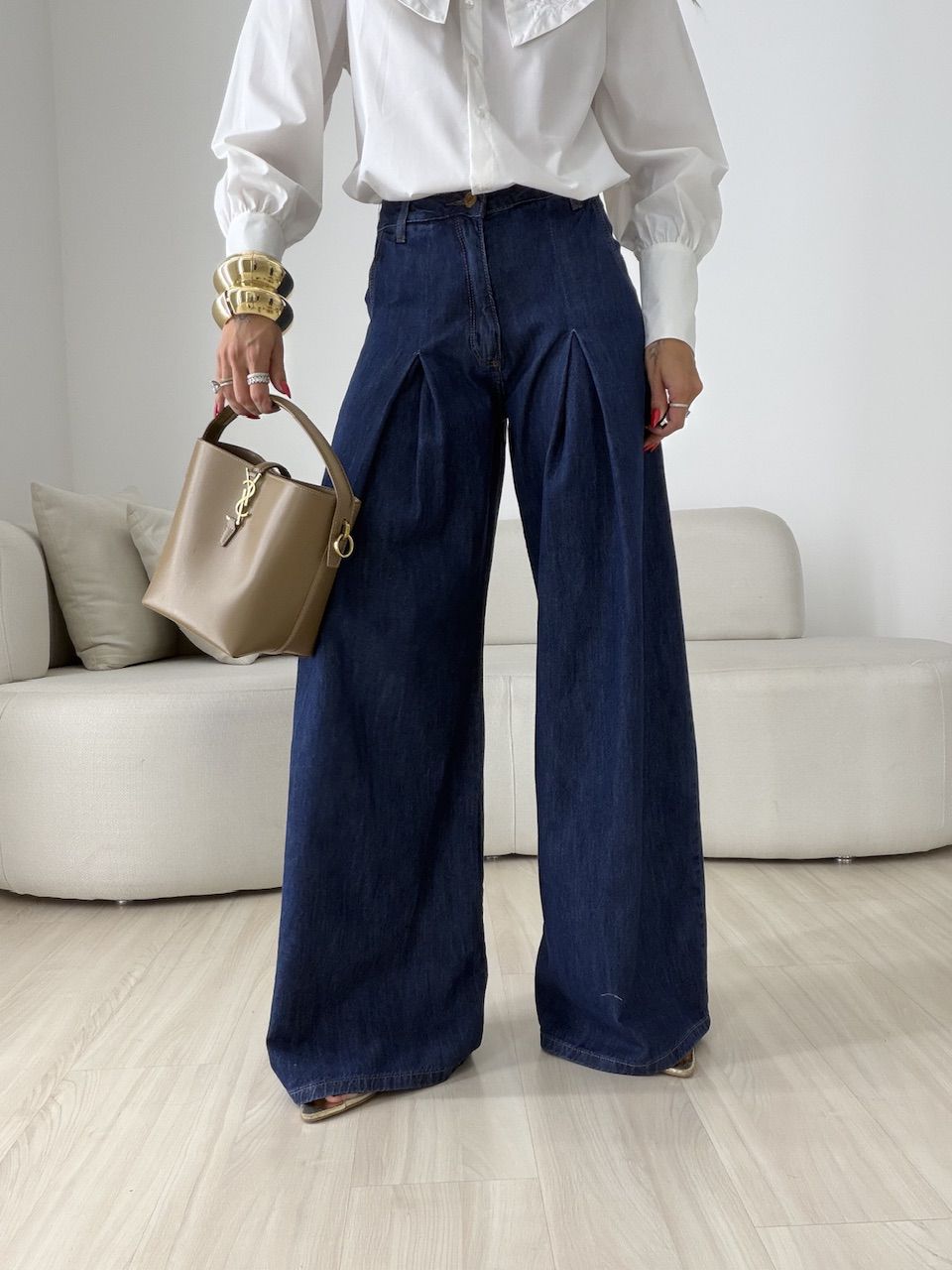 CALÇA MARIA ISIS WIDE JEANS ESCURO
