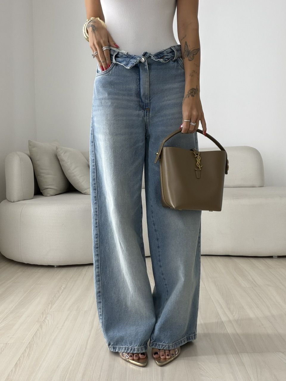 CALÇA SASHA BARREL JEANS CLARO