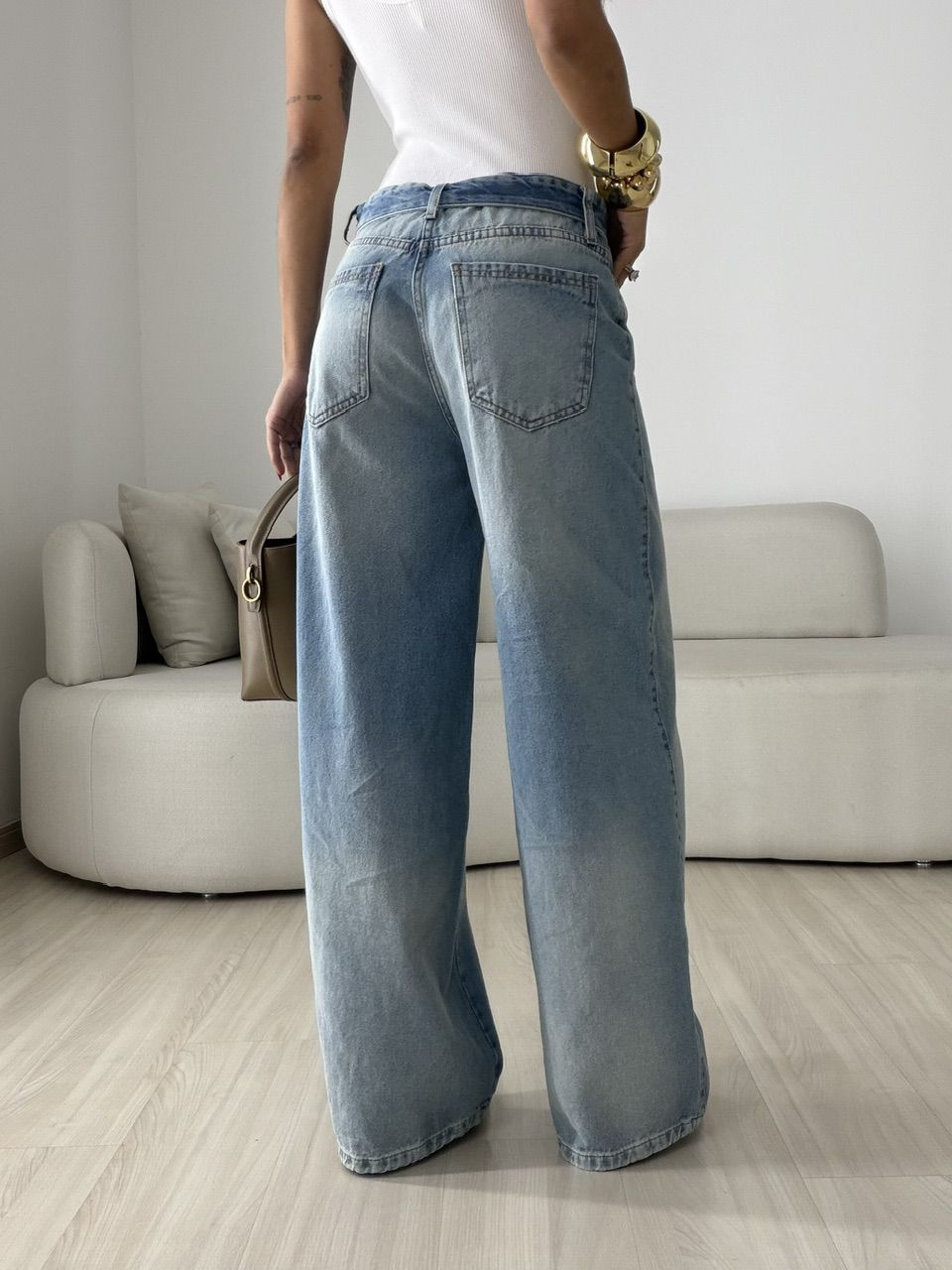 CALÇA SASHA BARREL JEANS CLARO