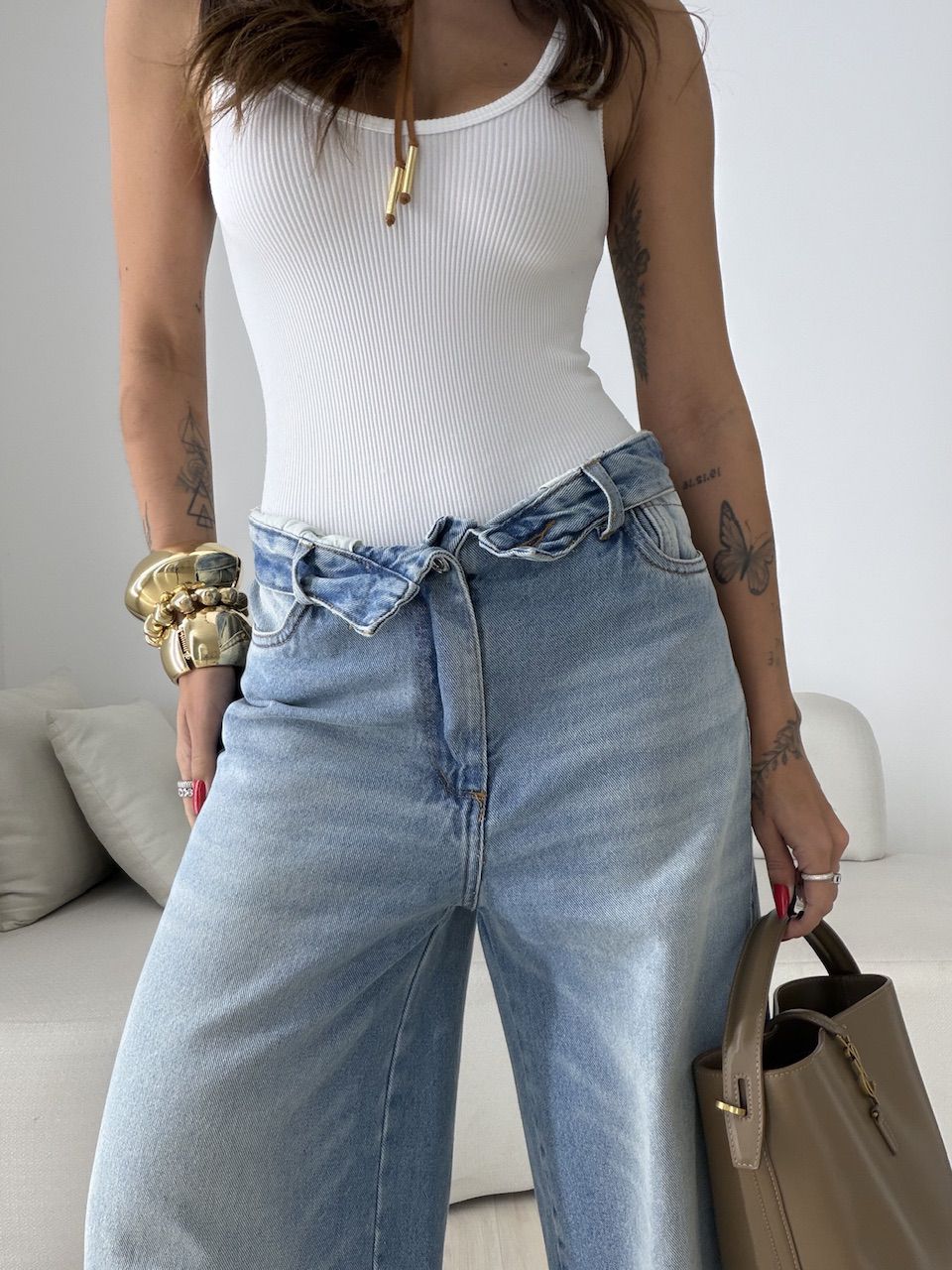 CALÇA SASHA BARREL JEANS CLARO