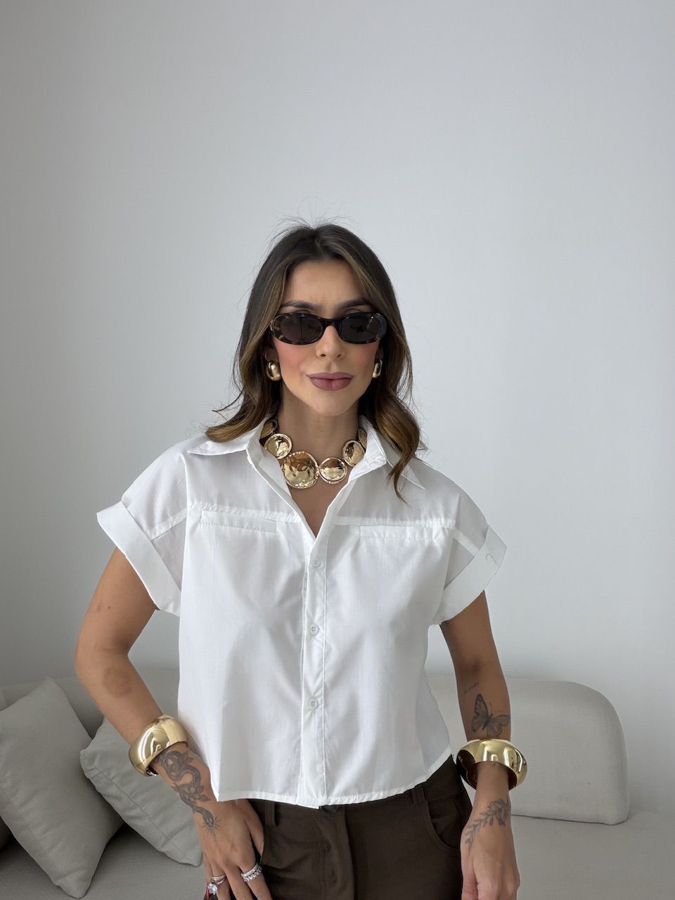 CAMISA CORA CROPPED OFF - 0079490048 - CAROLLA FERRARO