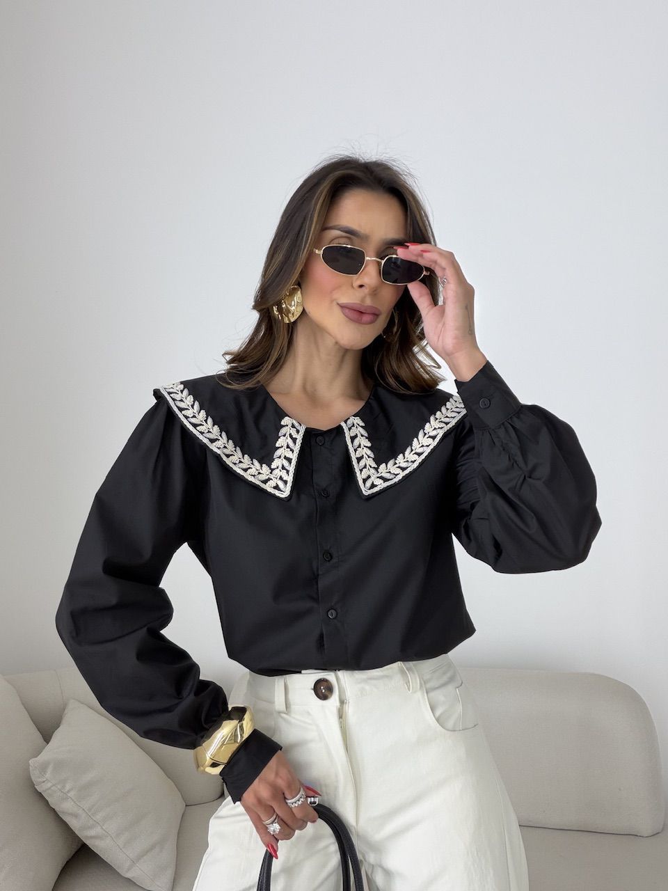 CAMISA DEISE GOLA PRETA
