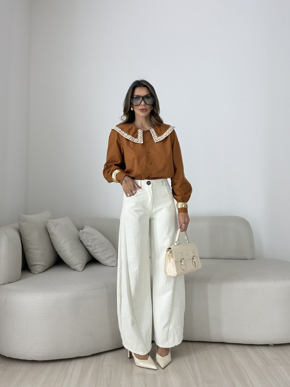 CAMISA DEISE GOLA TERRA COTA 
