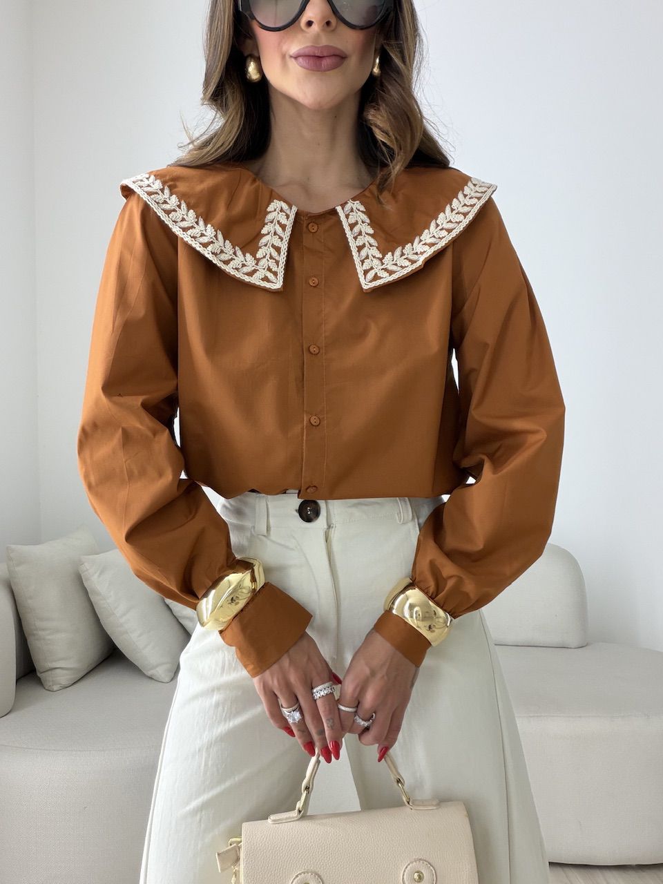 CAMISA DEISE GOLA TERRA COTA 