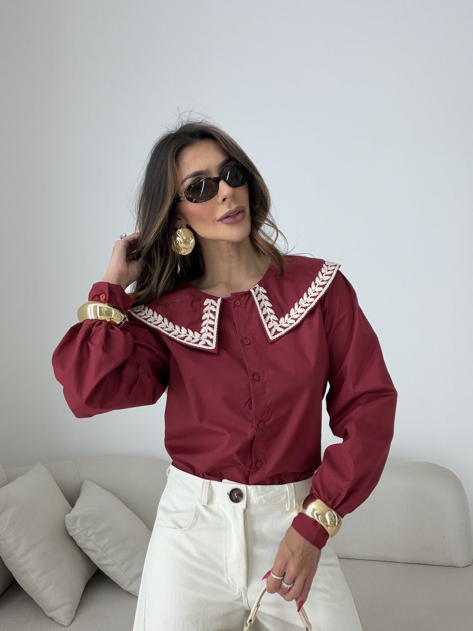 CAMISA DEISE GOLA VINHO