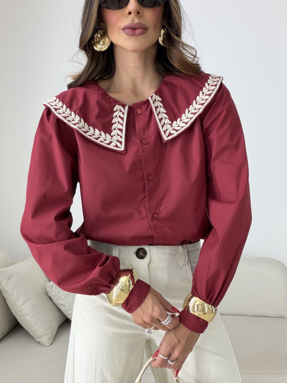 CAMISA DEISE GOLA VINHO