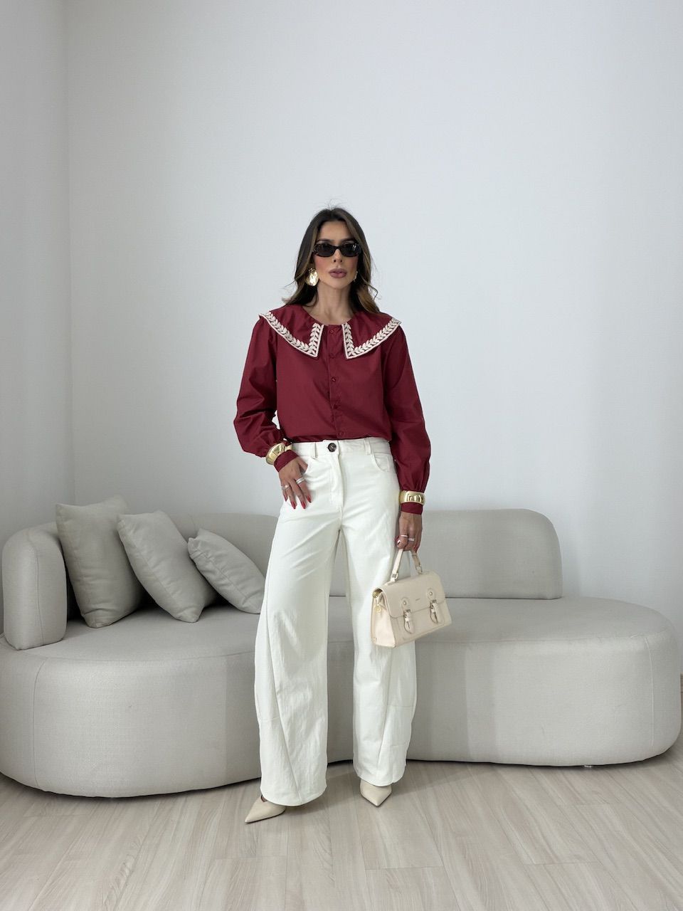 CAMISA DEISE GOLA VINHO