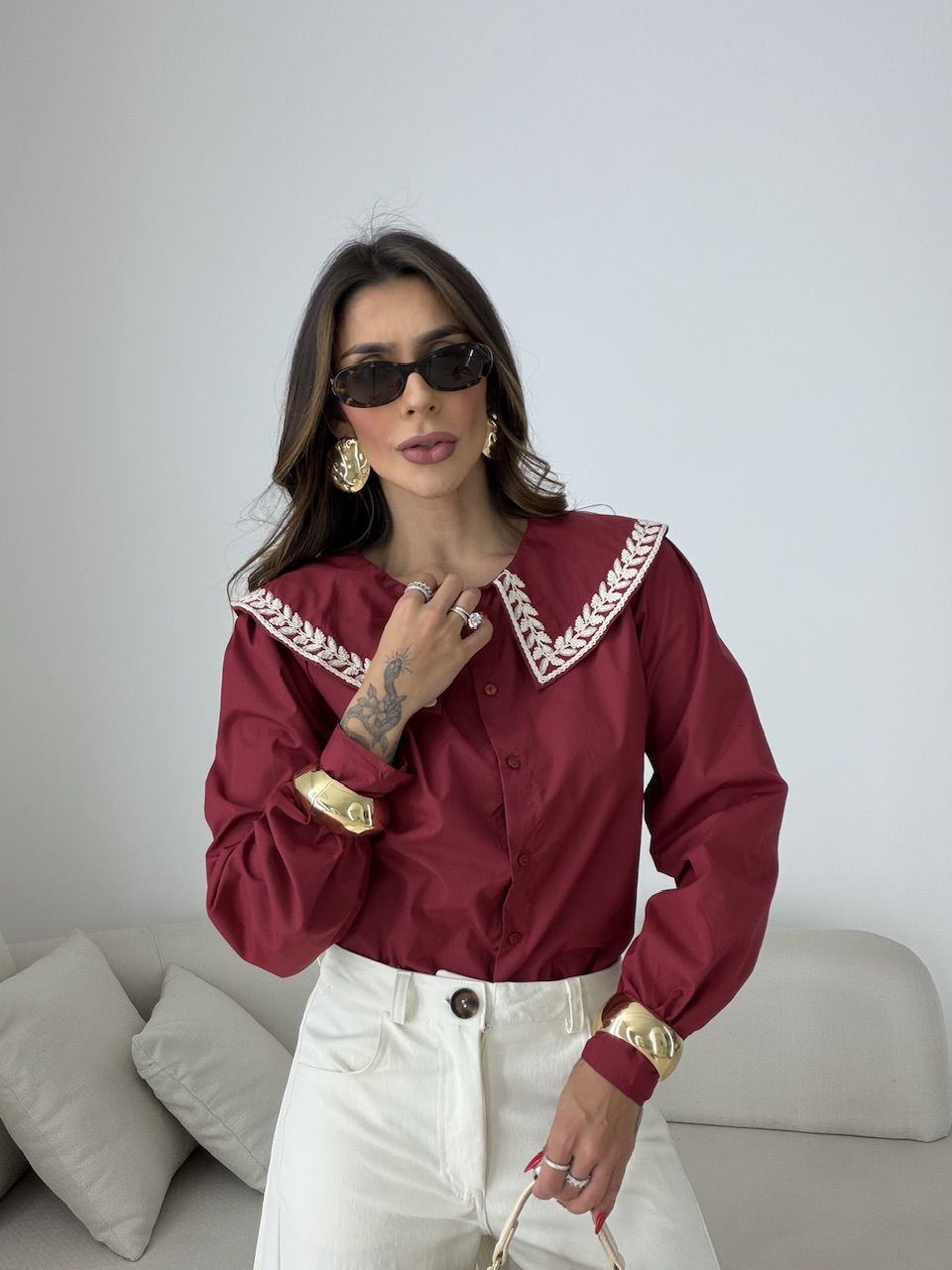 CAMISA DEISE GOLA VINHO