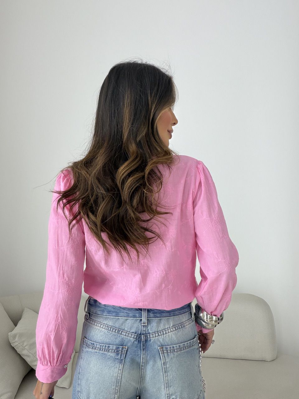 CAMISA GIANE BORDADA PINK