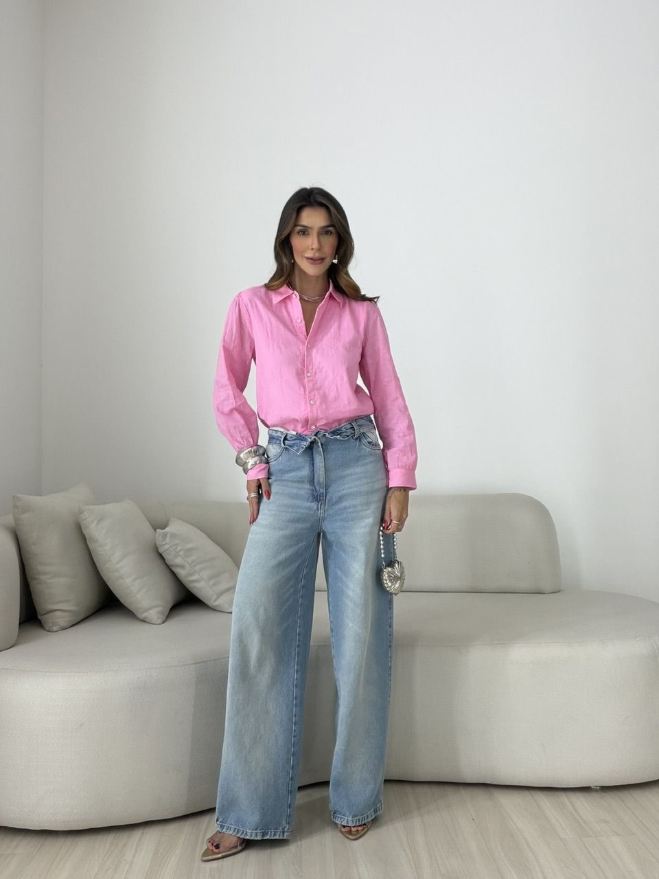 CAMISA GIANE BORDADA PINK