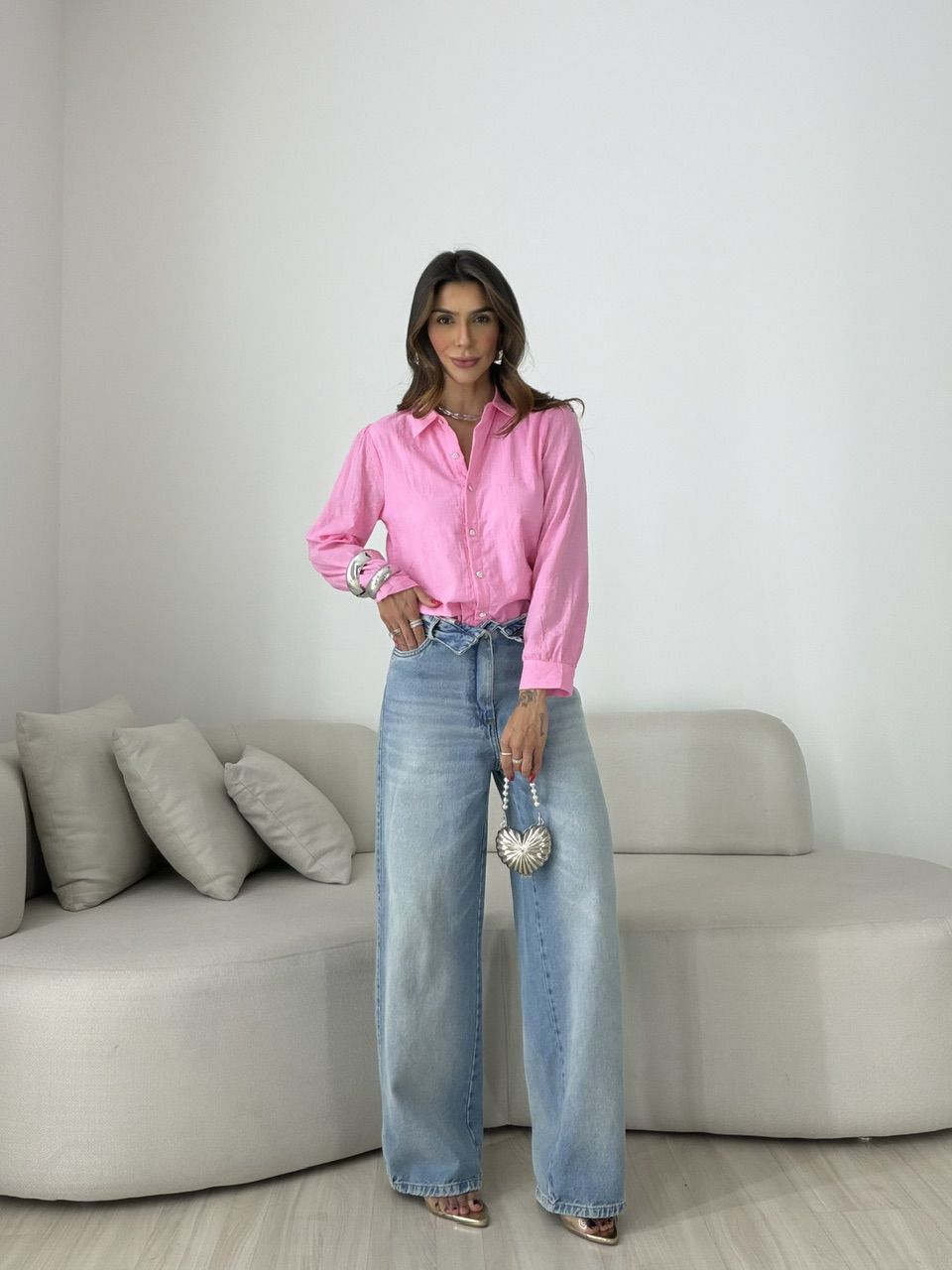 CAMISA GIANE BORDADA PINK